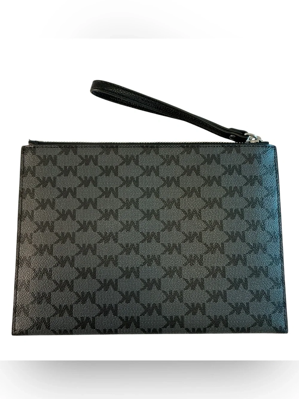 Michael Kors Jet Set Travel XL Zip Clutch Wristlet Black/Dark Gray MK Logo